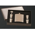 Silver 6 Oz. Flask Gift Set w/ Brown Box